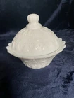 Milk Glass Candy Dish Vintage Open Lace Edge, 5 Inch