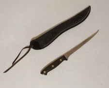 Vintage 1992 Don Canney Leech Lake Hand Made Fillet Knife with Leather Sheath