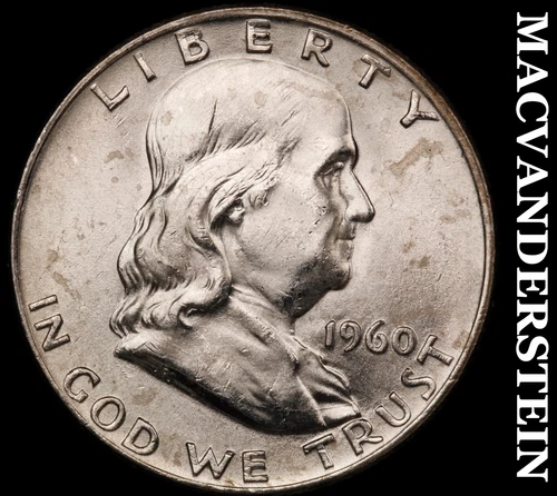 1960-D Silver Franklin Half Dollar - Choice G Brilliant Unc++++  Lustrous  #i145