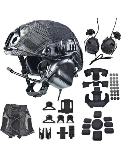 Airsoft Fast Helmet Set Tactical Paintball Helmet with Military Headset and H...
