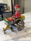 Vintage 1950s Marx Tin Crazy Car Wind Up Toy Boy Driver Selling As Is