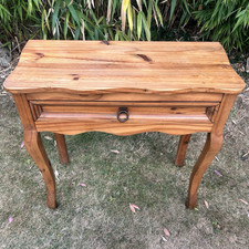 75cm Rectangular Wood Console Table, 1 Drawer Ring Pull, Brown Varnished