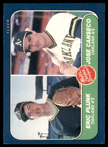 1986 Fleer Eric Plunk/Jose Canseco Rookie Oakland Athletics #649