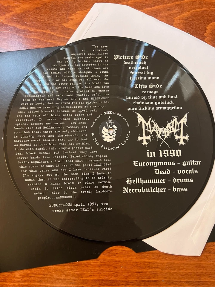 Mayhem - The Dawn Of The Black Hearts Picture disc Vinyl LP VG no 213 - Image 2 of 2