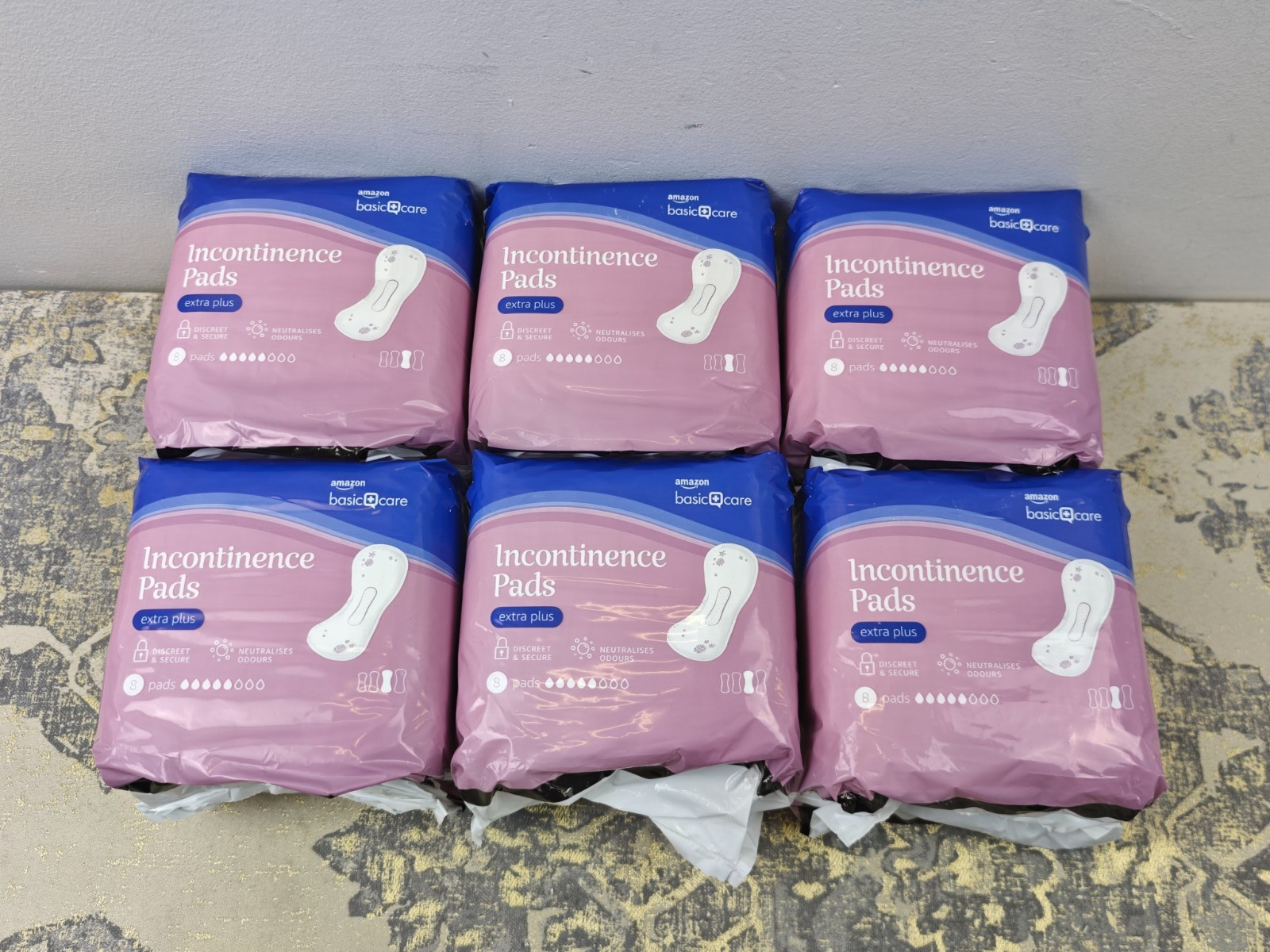Amazon Basic Care Incontinence Pads Extra Plus, Unscented, 48 Count (6 Packs of
