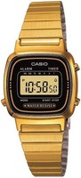 Casio Collection Damen Retro Armbanduhr, Gold / Schwarz, LA670WEGA-1EF