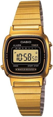 Casio Collection Damen Retro Armbanduhr, Gold / Schwarz, LA670WEGA-1EF