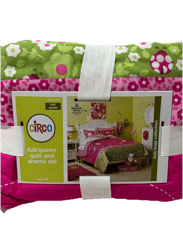 Juego completo de sábanas Circo Lady Bugs edredón fundas rosa verde jardín floral objetivo niños Foto 2 de 4