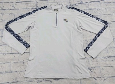Ahead Performance BAY HILL 1/4 Zip Shirt WOMENS SZ S Golf White Floral Sleeves