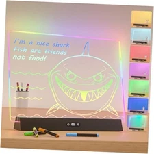 LED Note Board with Colors, Rechargeable 9-Mode Light Up Acrylic Black+Clear