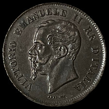 1862 Italy 5 Centesimi World Coin Victor Emanuele II KM# 3 Lot D1-292 High Grade