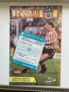 Sunderland v Aston Villa Div 1 with TICKET 1990/91