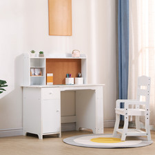 Multi-Functional Kids Desk and Chair Set Wooden Study Table with Storage Shelves