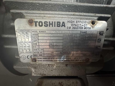 #ad #ad Toshiba 3 HP 3PH Induction Motor 230 460V 1755 RPM 182T EPACT CT $425.00