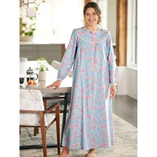 Lanz Nantucket Rose Cotton Flannel Nightgown, 54 Inch