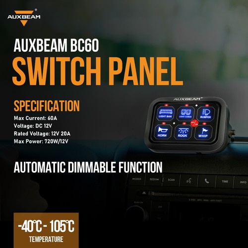 Auxbeam 6 Gang On-Off LED Switch Panel BC60 Control for Polaris RZR Trail 900 - Picture 7 of 12