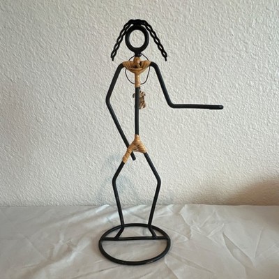 Handmade Abstract Modern Metal Twine Human Figure Sculpture Black Brown