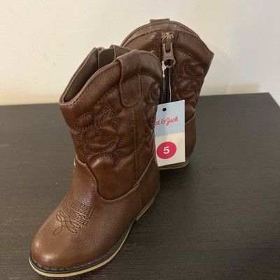 Cat & Jack NWT Memphis Western Boots Brown, Toddler Unisex Size 5, Cowboy Styled