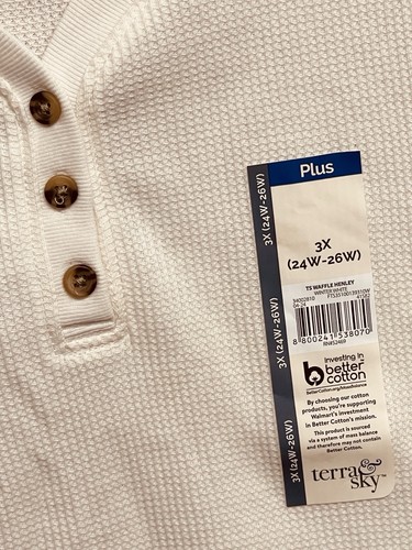 Blusa blanca de manga larga Terra&Sky tejida con gofre talla grande 3X para mujer - Imagen 3 de 12