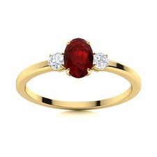 925 Silver Oval Natural Garnet Prong Wedding Promise Three-Stone Ring