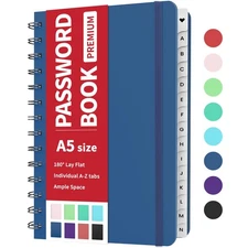 Forvencer Password Book with Individual Alphabetical Tabs, 5.3"x7.6" Medium S...
