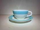 New ListingVintage Corning USA  Blue Band Milk Glass Restaurant Ware Cup And Saucer