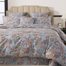 King/Cal King Duvet Cover Set, 3-Piece 100 King/California King Paisley Blue