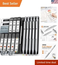 Comprehensive Metal Pencil Set - 5 Pencils, 420 Leads for Sketching & Writing