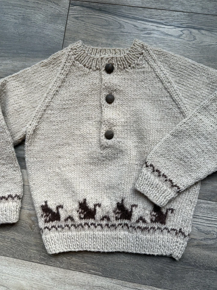 Красивый винтажный детский шерстяной пуловер унисекс свитер-белка 4T ручной работы - Изображение 2 из 4