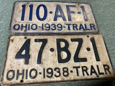 1938/39 OHIO Trailer Plates