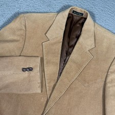 Circle S Sport Coat Mens 42L Beige Corduroy Western Elbow Patch 2 Btn Jacket