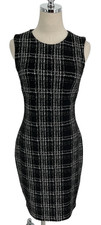 Calvin Klein Dress Women's Size 4 Black White Plaid Tweed Workwear