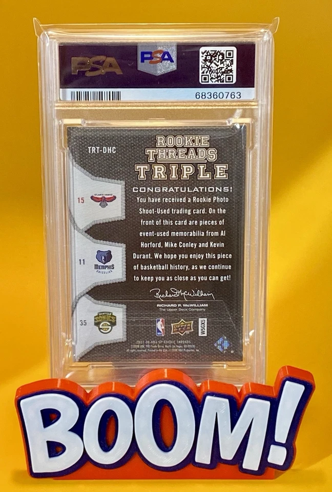 2007 SP ROOKIE THREADS HORFORD CONLEY KEVIN DURANT ROOKIE PHOTO SHOOT USED PSA - Image 2 of 2