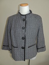 JONES NEW YORK COLLECTION BLACK/WHITE TWEED WOOL BLEND BLAZER SIZE 8