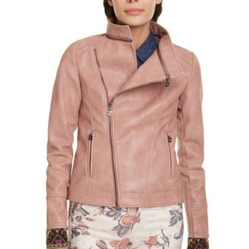 Desigual Women’s Blush Chaq Dante Faux Leather Jacket $160 Size 10 NWT - Picture 15 of 16