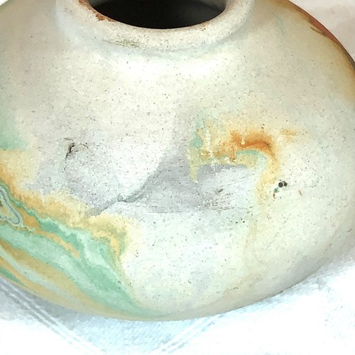 Nemadji Indian Native Pottery Vase Clay Orange Green Miniature Ethnic Style - Picture 6 of 6
