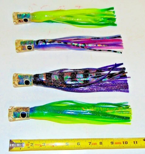 4 Pack Saltewater Fishing Lures Mahi,ONO,Tuna,Marlin,Dorado,Wahoo Lures Lot 4pc