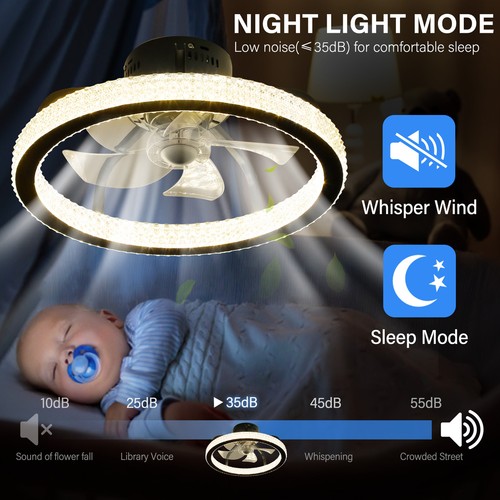 TCFUNDY Colorful LED Ceiling Fan Light with Music Player APP & Remote Control - Picture 6 of 18