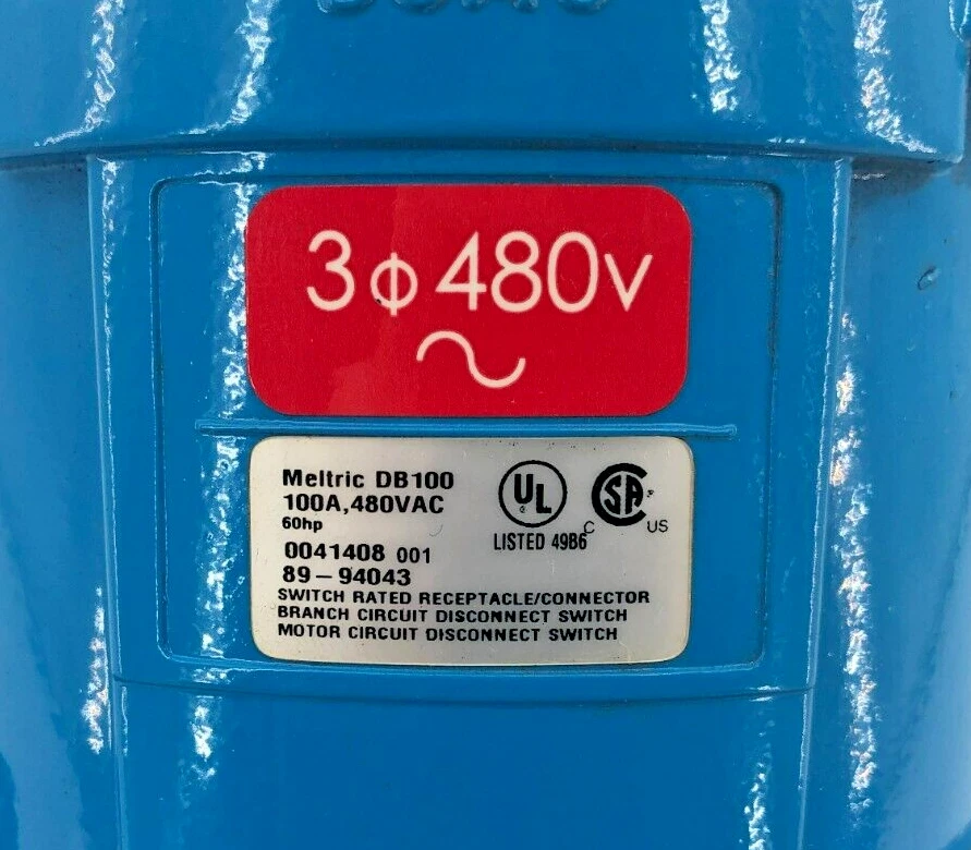 New Meltric 89-94043 Receptacle 100A 480V DB100 - Image 4 of 4