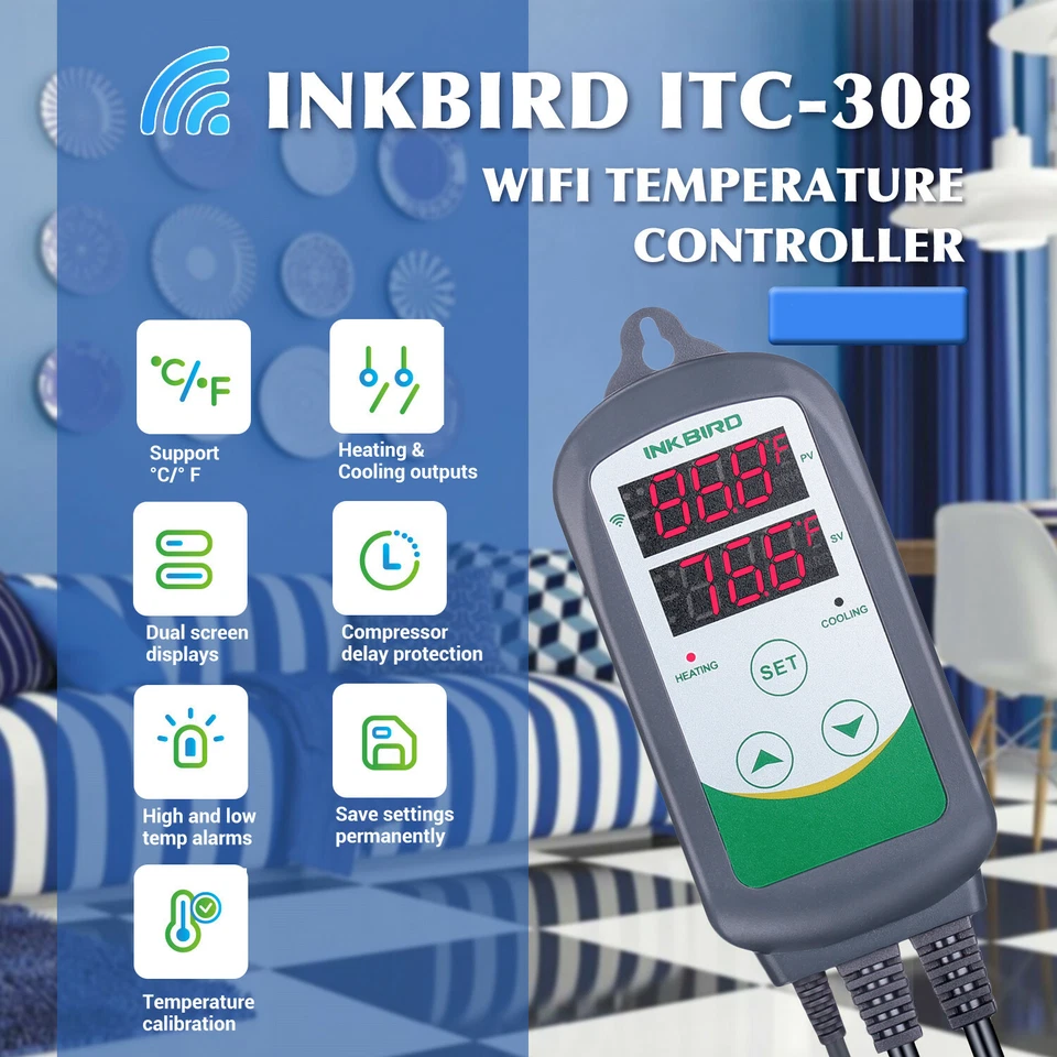 Inkbird WiFi Thermostate Temperatur ITC308 Feuchtigkeitsregler IHC200 Humidistat - Bild 2 von 4