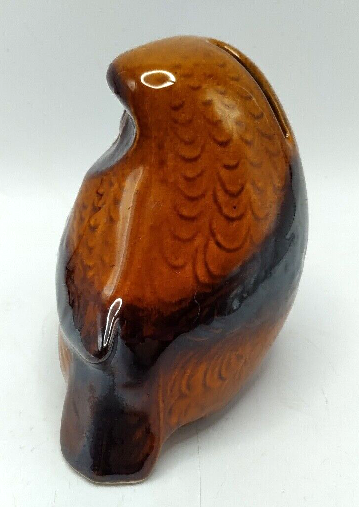 VINTAGE SZEILER OWL MONEY BOX CERAMIC GLAZED OWL MONEY BOX. 11cm TALL