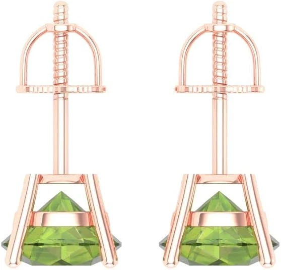 4.10 Ct Peridot Solitaire Stud Earrings 10k Solid Rose Gold - Image 4 of 4