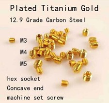 30pcs M3 M4 M5 12.9 Grade Plated Titanium Gold Hex Socket Concave End Set Screws