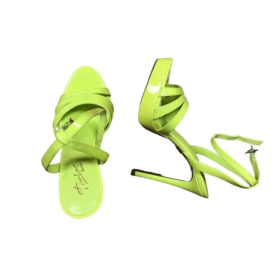 Thalia Sodi Womens Chancy Strappy Dress Sandal Lime Patent Pu Size 6.5 Pre Owned - Image 3 of 4