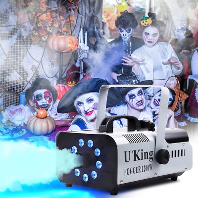 1200W Nebelmaschine mit RGB 9 LED Bühnenlicht Party Disco DJ Show Rauchmaschine
