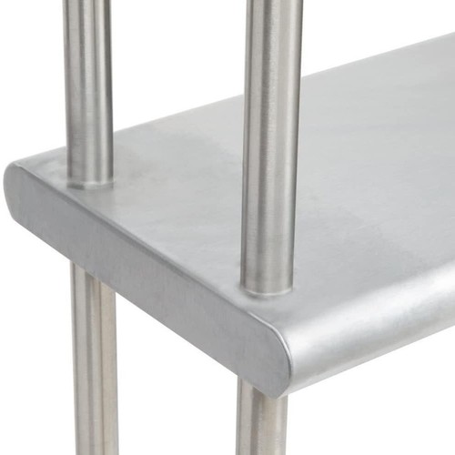 24" x 24" Stainless Steel Open Base Table With 12" Wide Double Tier Overshelf - Picture 4 of 6
