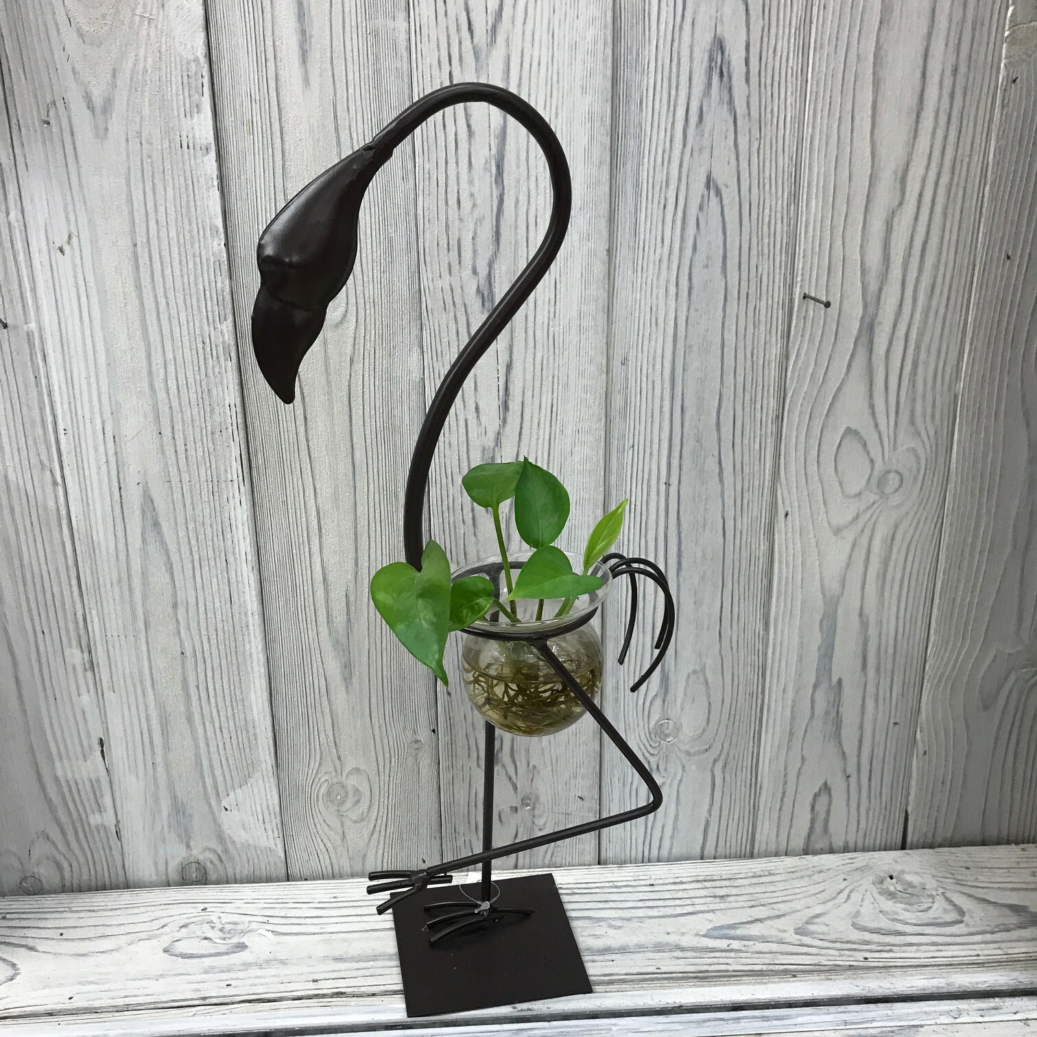 Tall Flamingo Shape Glass Vase Hydroponic Flower Pot Plant Stand Display Decor