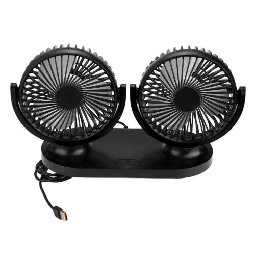 USB Dual Head Car Fan Portable Air Conditioner Auto Cooler Ventilation 12V Black - Picture 1 of 5