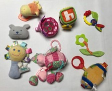 Baby Infant Toys Developmental Sensory Teething Rattle Crinkle Stroller Lot Of 9