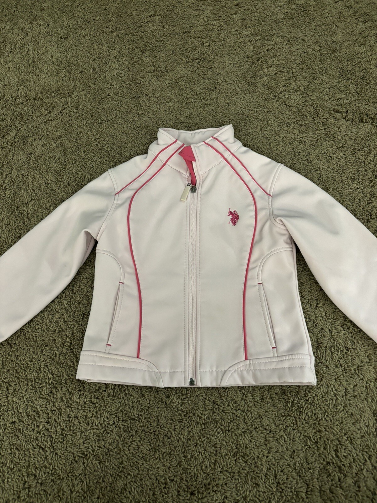 U S Polo Assn. Giacca rosa bambina full zip con logo pony ricamato taglia 5 6